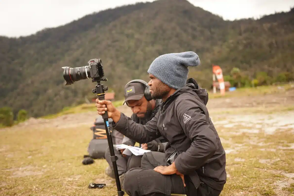 Director Jennifer Peedom on location during mountain film production