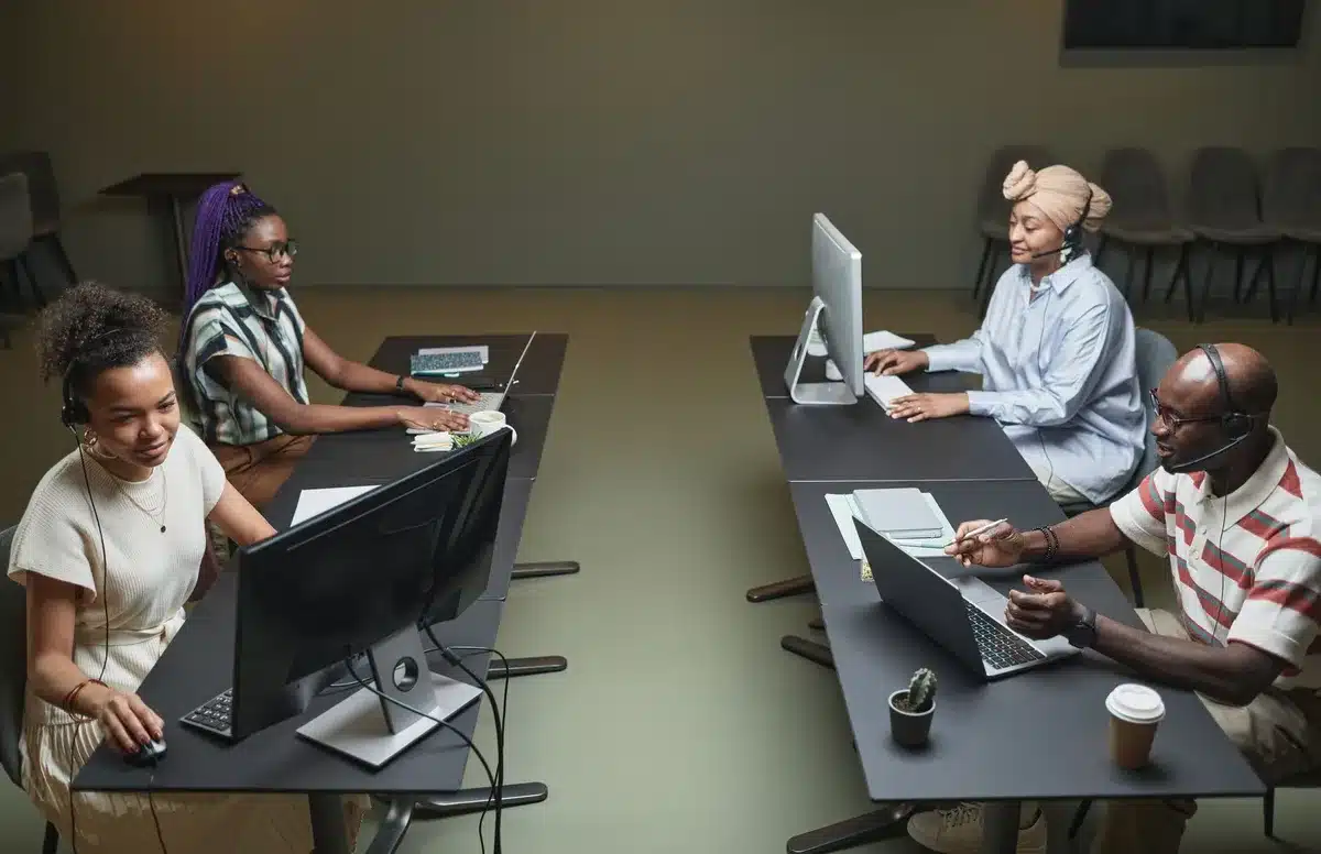 Person managing multiple work tasks and responsibilities simultaneously