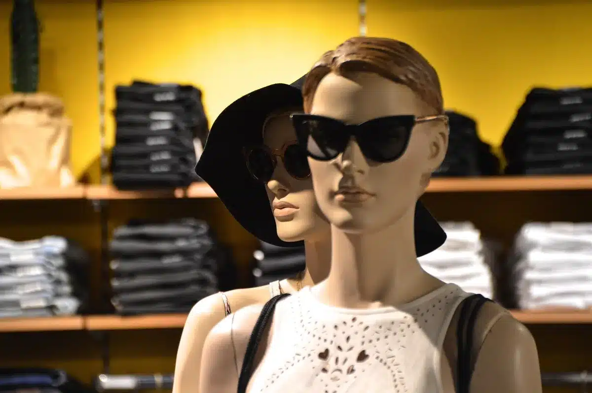 Curated clothing displays and mannequins in a boutique-style store